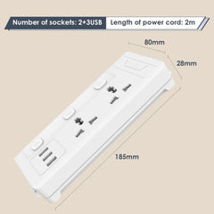 Deli ET409 Power Strip - 2 inputs + 3 USB ports , 2M