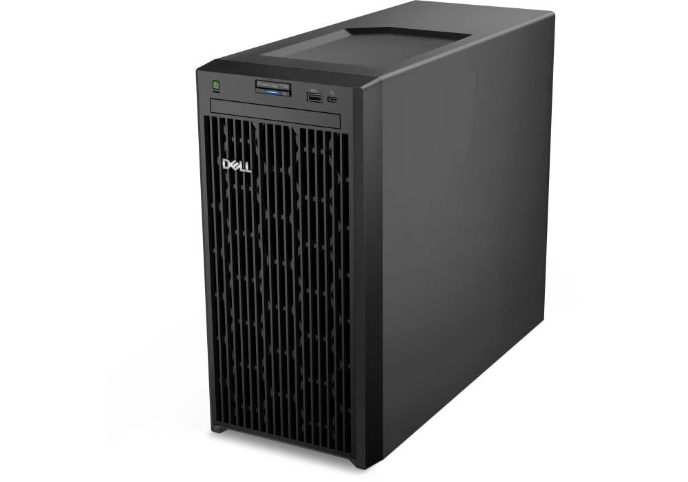 Dell PowerEdge T150 Tower Server, Intel Xeon E-2314 Up to 4.50GHz Processor, 8GB UDIMM DDR4, 1TB SATA 6Gbps 7200rpm 3.5" HDD, iDRAC9, 2 GbE Embedded, 3 Year Warranty - Black | PowerEdge - T150