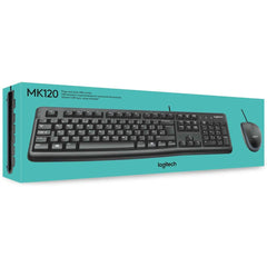 Logitech MK120 Durable & Spill-Resistant Comfortable & FULL-SIZE USB Wired Keyboard & Mouse Combo-Black | Logitech MK120 | - CompuMe