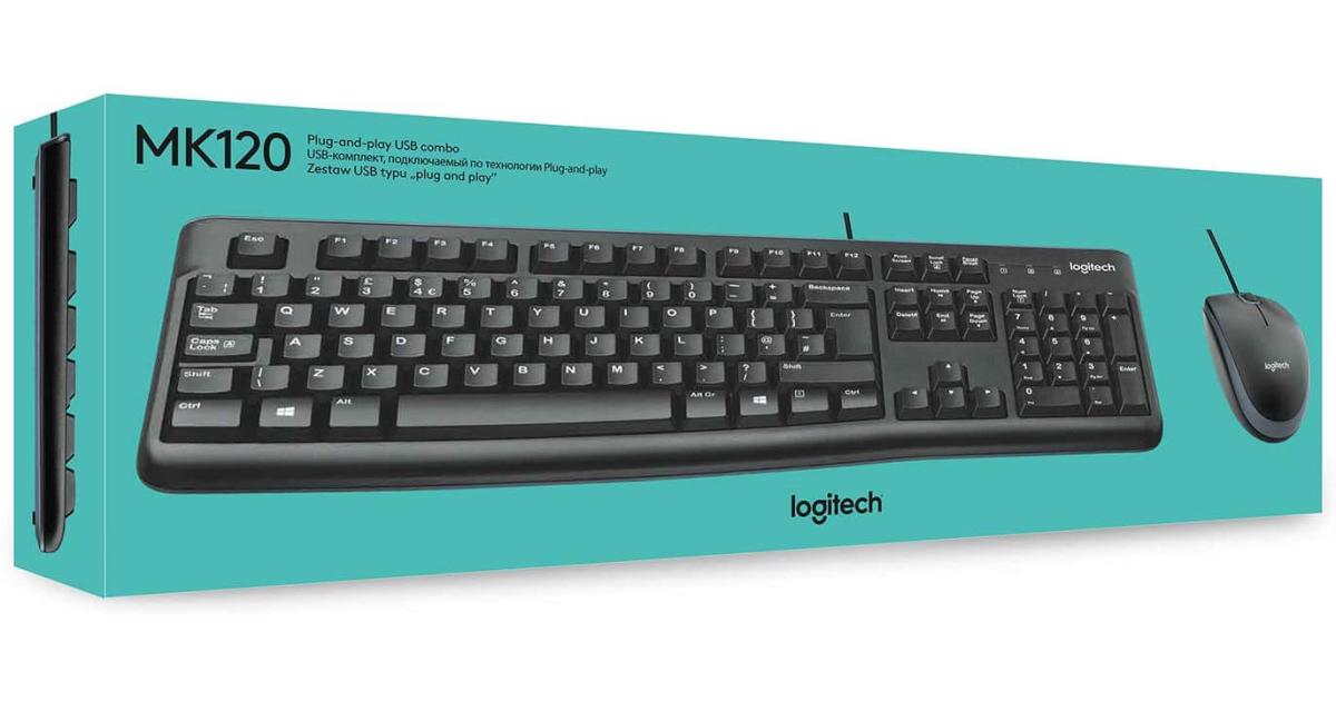 Logitech MK120 Durable & Spill-Resistant Comfortable & FULL-SIZE USB Wired Keyboard & Mouse Combo-Black