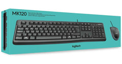 Logitech MK120 Durable & Spill-Resistant Comfortable & FULL-SIZE USB Wired Keyboard & Mouse Combo-Black