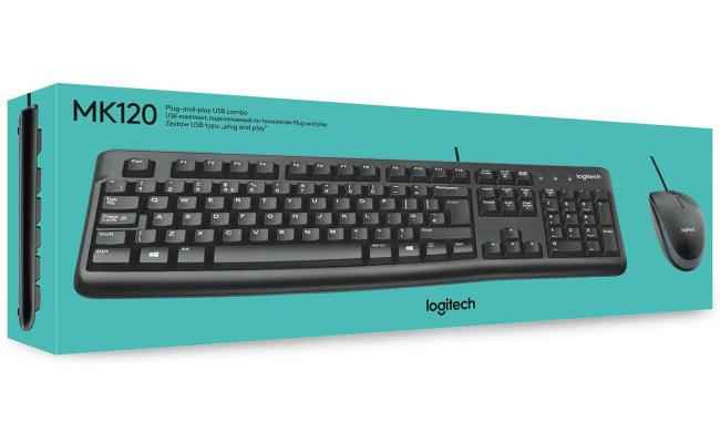 Logitech MK120 Durable & Spill-Resistant Comfortable & FULL-SIZE USB Wired Keyboard & Mouse Combo-Black Logitech MK120 Durable & Spill-Resistant Comfortable & FULL-SIZE USB Wired Keyboard & Mouse Combo-Black