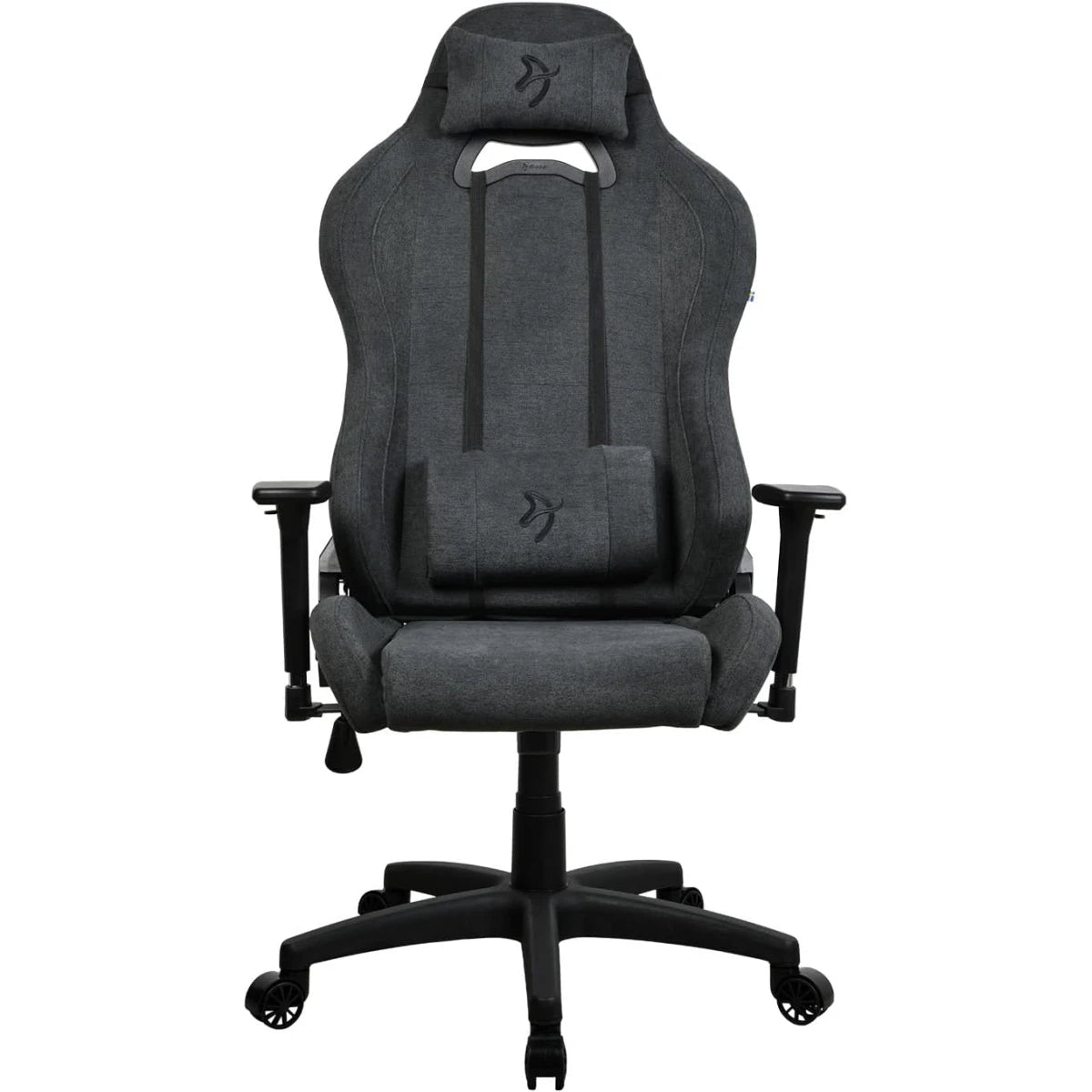 Arozzi Torretta Soft Fabric (2023) Soft Pleasant & Durable Ergonomic Design 3D Armrest 2 Adjustable Height Supportive Pillows & Adjustable Height - Dark Grey