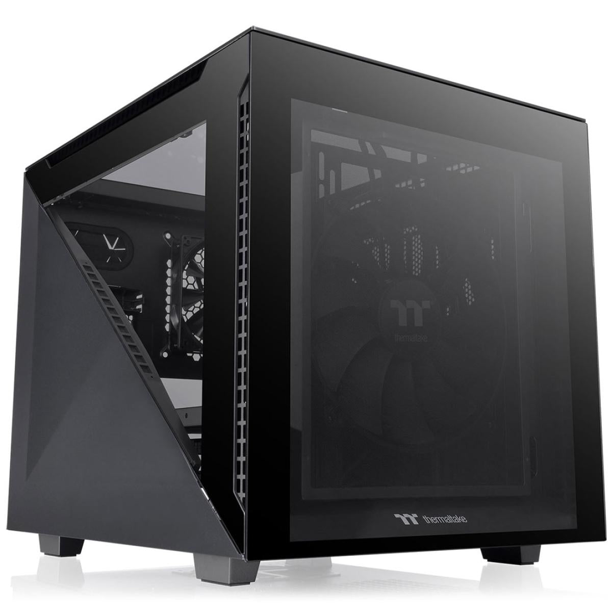 Thermaltake Divider 200 Air Micro-ATX Tempered Glass Computer Case - Black Edition