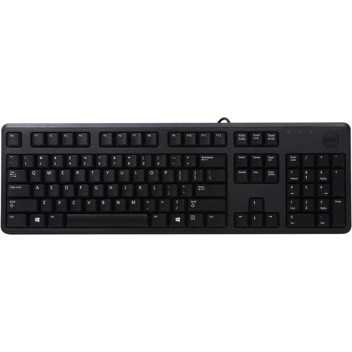 Dell Kb212 Usb Quiet Key Wired Keyboard For Windows, Plug And Play, Full Size, Compatible With Pc, Laptop Arabic / English Layout Black