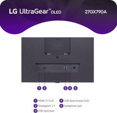 LG 27GX790A-B 27 UltraGear OLED QHD 480Hz DisplayPort 2.1 G-Sync FreeSync Premium Pro
