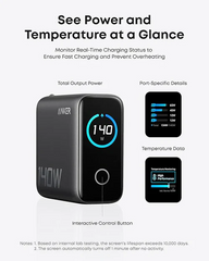 Anker Charger (140W, 4-Port, PD 3.1) with USB-C - Black/White