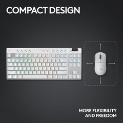 Logitech G PRO X 60 LIGHTSPEED Wireless Ultra Compact TKL 60% Mechanical LIGHTSYNC RGB Dual-Shot PBT Keycaps GX Optical Tactile Switches - White