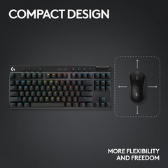 Logitech G PRO X 60 LIGHTSPEED Wireless Ultra Compact TKL 60% Mechanical LIGHTSYNC RGB Dual-Shot PBT Keycaps GX Optical Tactile Switches - Black