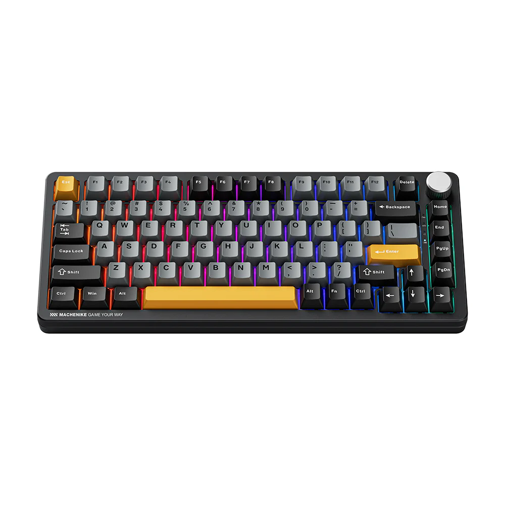 Machenike K600-B82W Mechanical Keyboard – 82-Key Black Gateron Brown Switches Hot-Swappable Volume Knob Wireless/Wired