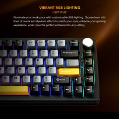 Machenike K600-B82W Mechanical Keyboard – 82-Key Black Gateron Brown Switches Hot-Swappable Volume Knob Wireless/Wired