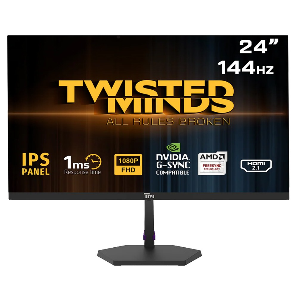 Twisted Minds ECO Series 24" FHD IPS Gaming Monitor – 144Hz, 1ms, HDMI 2.1 & DP 1.4