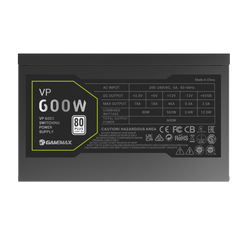 GameMax VP 600S 600 Watts Power Supply 80+ Bronze - Black