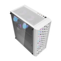 Darkflash DK351 ATX with 4 FANS PC Case - White