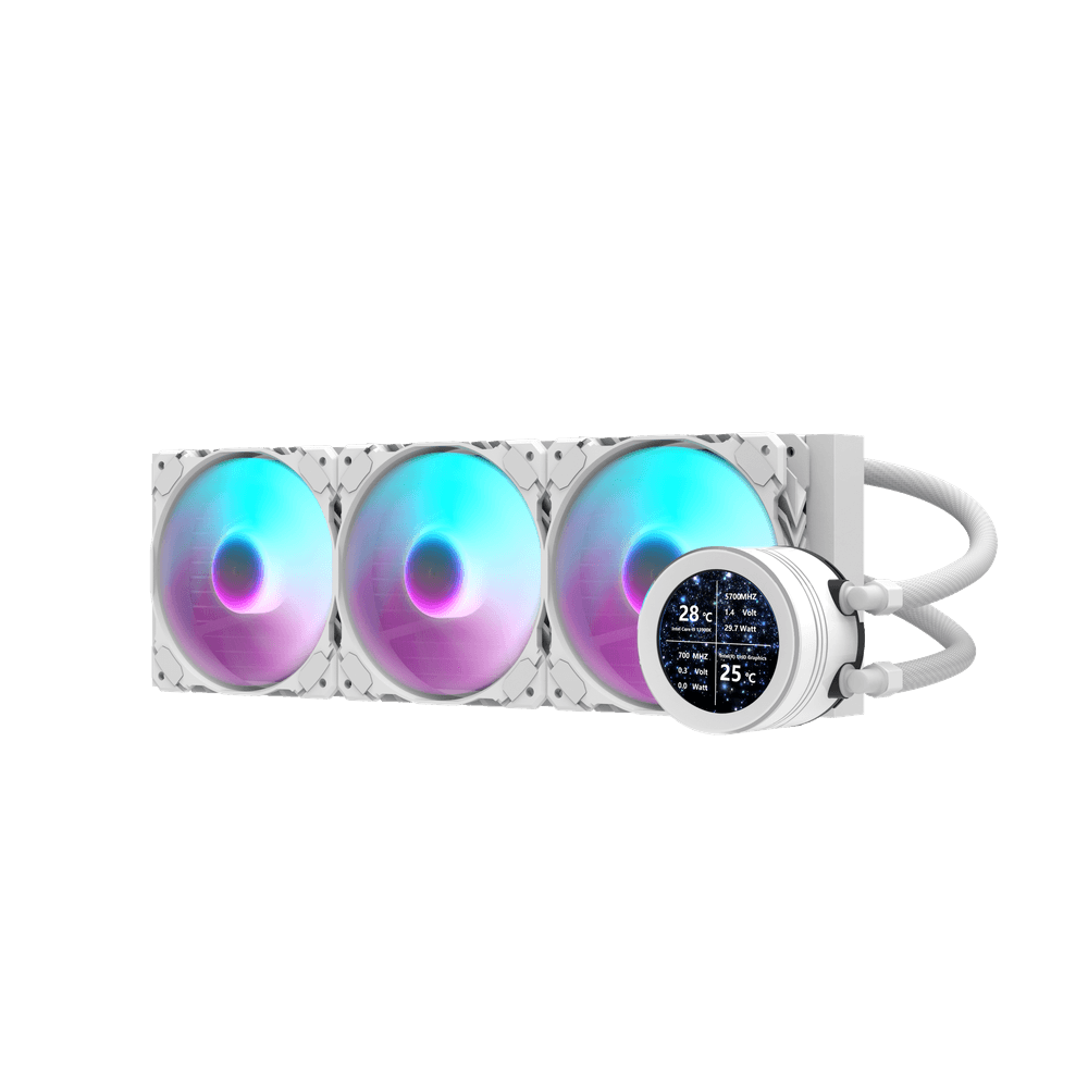 Darkflash DN360S 2.1" IPS Display Screen 3-Srage Motor Water Pump AIO 360mm RGB Liquid Cooler - White