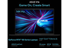 Gaming Laptop ASUS V16 (2025) Elevate Gaming & Creativity Intel® Core™ 7 Processor 240H Up to 5.2 GHz NVIDI GeForce RTX™ 5050 8GB GDDR7 16.0-inch FHD+ 144Hz - Matte Black