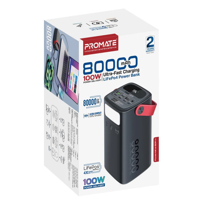 Promate POWERMINE-80PRO 80000mAh 80W Quick Charging Power Bank