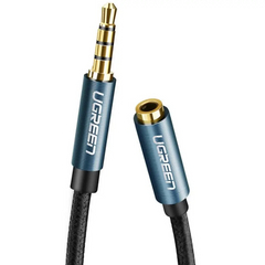 UGREEN 3.5mm Male to Female Extension Audio Cable – 4-Pole, Braided, Black - 0.5M
