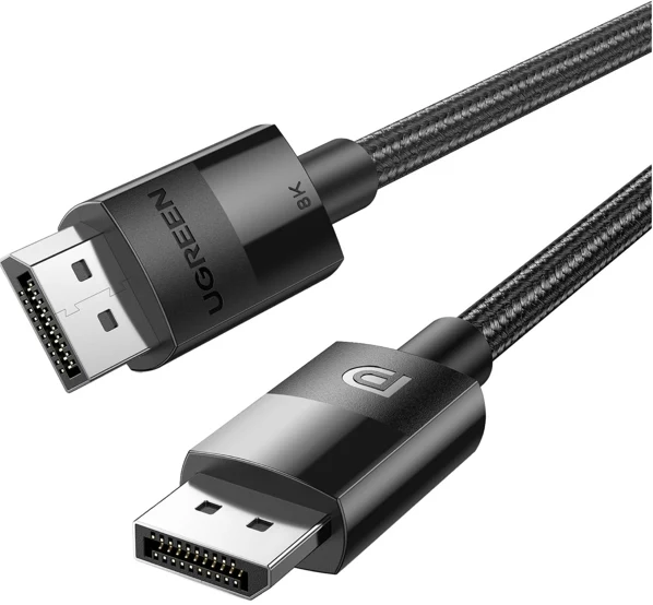 UGREEN DP114 DP Male to Male DP1.4 8K Round Cable ABS Shell Braid (Black) - 1.5m