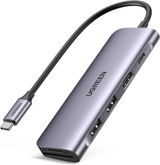 UGREEN CM195 USB-C to 2 Ports USB3.0-A Hub + HDMI + TF/SD with PD Power Supply (Space Gray)