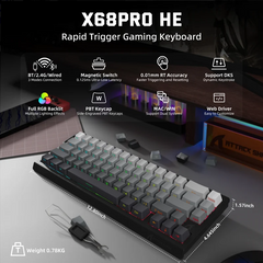 Attack Shark X68 Pro HE Tri-Mode Keyboard – Rapid Trigger, Moonlit Night Line