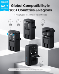 Anker Nano Travel Adapter (5-in-1, 20W) Black