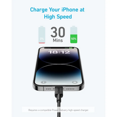 Anker A81B5H21 322 USB-C to Lightning Cable (3ft/0.9m 60W Braided) - White