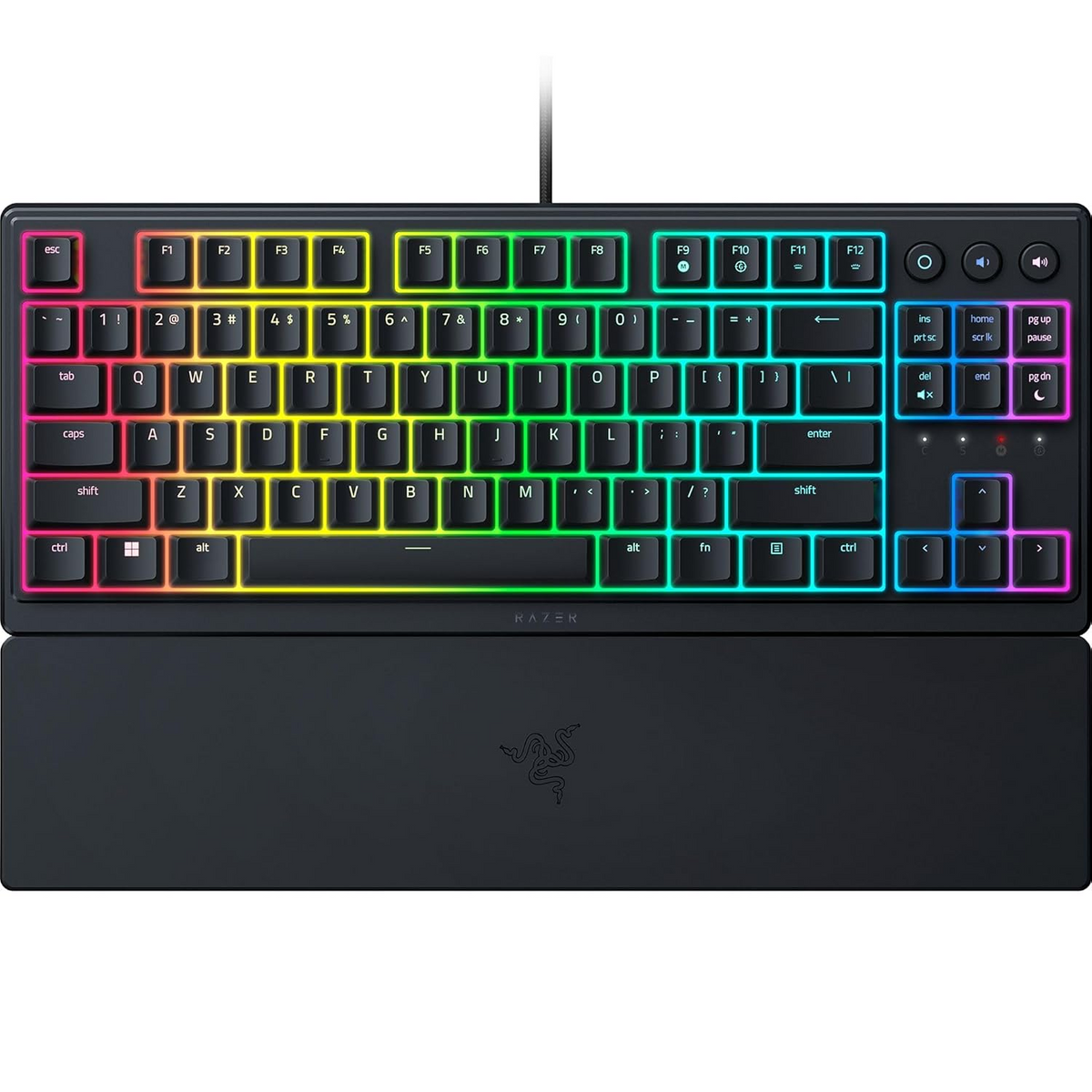 Razer Ornata V3 TKL Low-Profile Keys Mecha-Membrane SwitchesUV-Coated Keycaps Backlit Media Keys 8-Zone RGB Lighting Spill-Resistant w/ Wrist Wrest