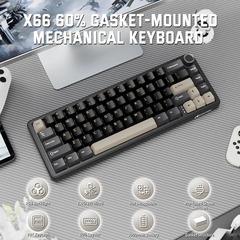 Attack Shark X66 Wireless Keyboard – Bluetooth/2.4G/USB-C, Starry Black, Strawberry Switch