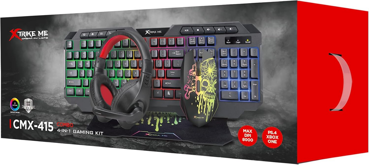 Xtrike Me CMX-415 4-in-1 Gaming Combo – Wired Keyboard, Mouse, Headset & Mousepad
