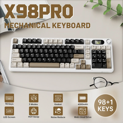 Attack Shark X98 Pro Wireless Keyboard – Bluetooth/2.4G/Wired, Cheese White, Blueberry Switch