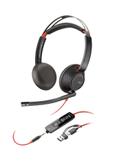 Poly Blackwire 5220 Stereo USB-C Headset +3.5mm Plug +USB-C/A Adapter