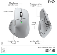 Logitech MX Master 4 Wireless Mouse for Mac in - White Silver