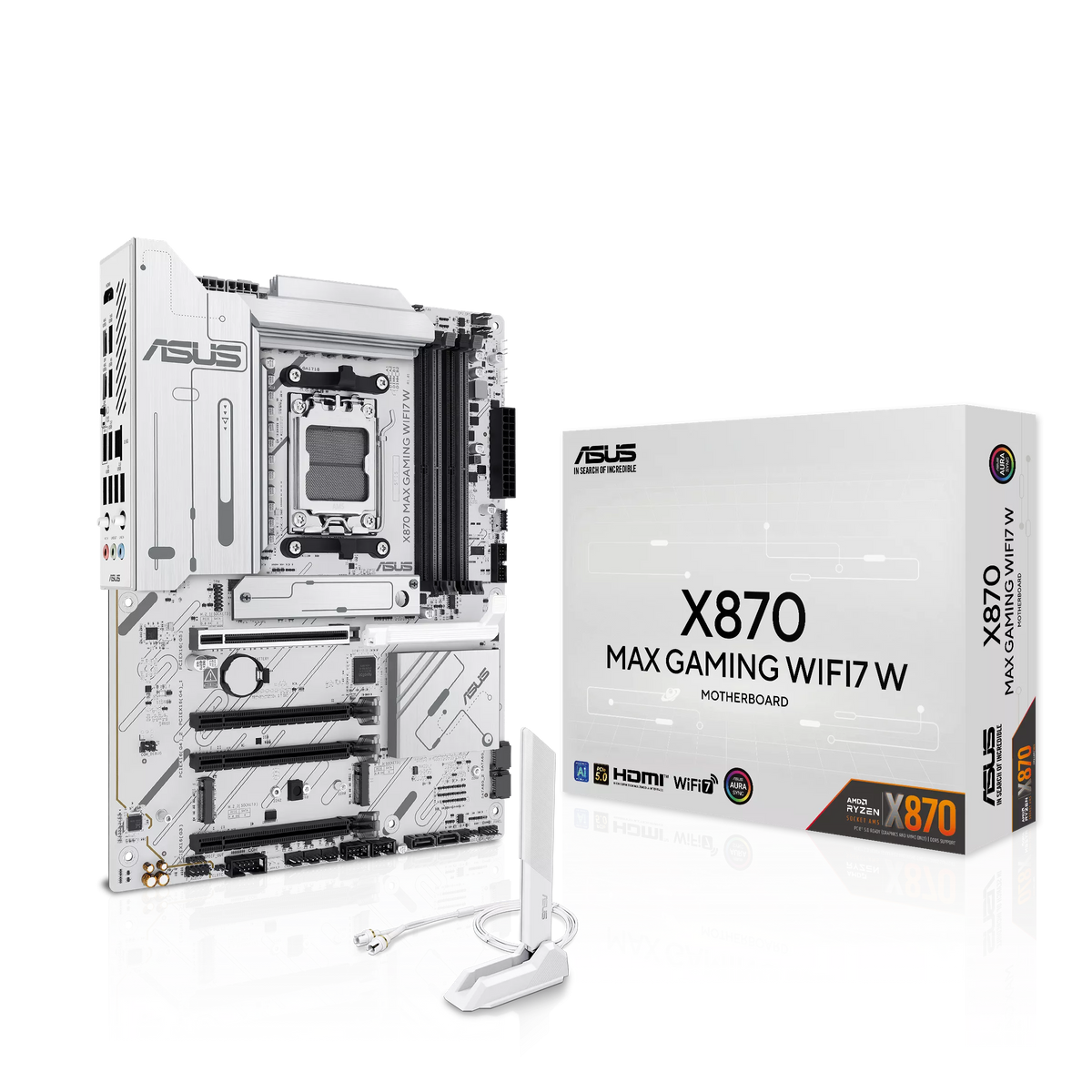 ASUS X870 MAX GAMING WIFI7 WHITEAMD X870 Socket AM5 ATX MOTHERBOARD