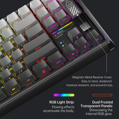 Machenike K600E-B87W Tri-mode GR Silver Switch RGB Side Printed Grey