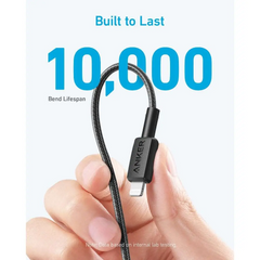 Anker A81B5H21 322 USB-C to Lightning Cable (3ft/0.9m 60W Braided) - White