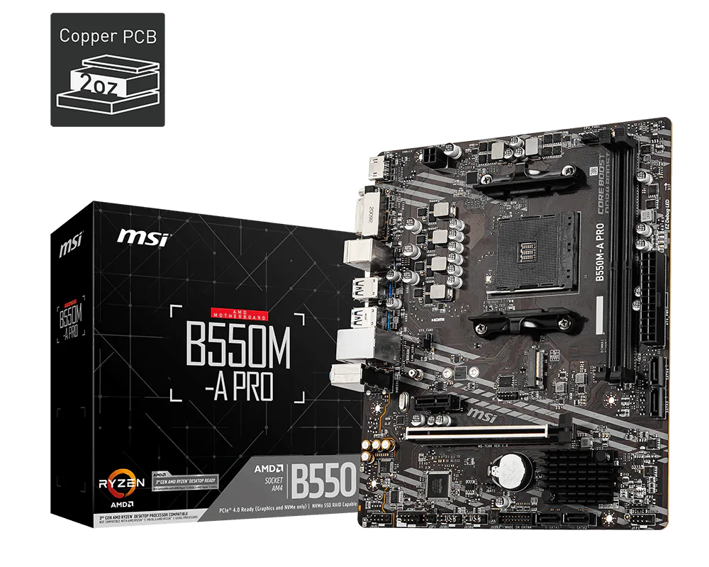 MSI B550M-A PRO AMD Ryzen AM4 Micro-ATX Motherboard