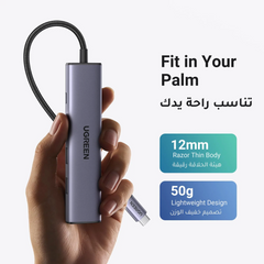 UGREEN 5-in-1 USB-C Multiport Adapter – HDMI 4K@30Hz, 3x USB 3.0, PD, Creamy Purple