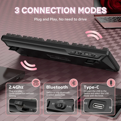 ATTACK SHARK X87 RGB Linear Strawberry Switch Wireless Star - BLACK BERRY