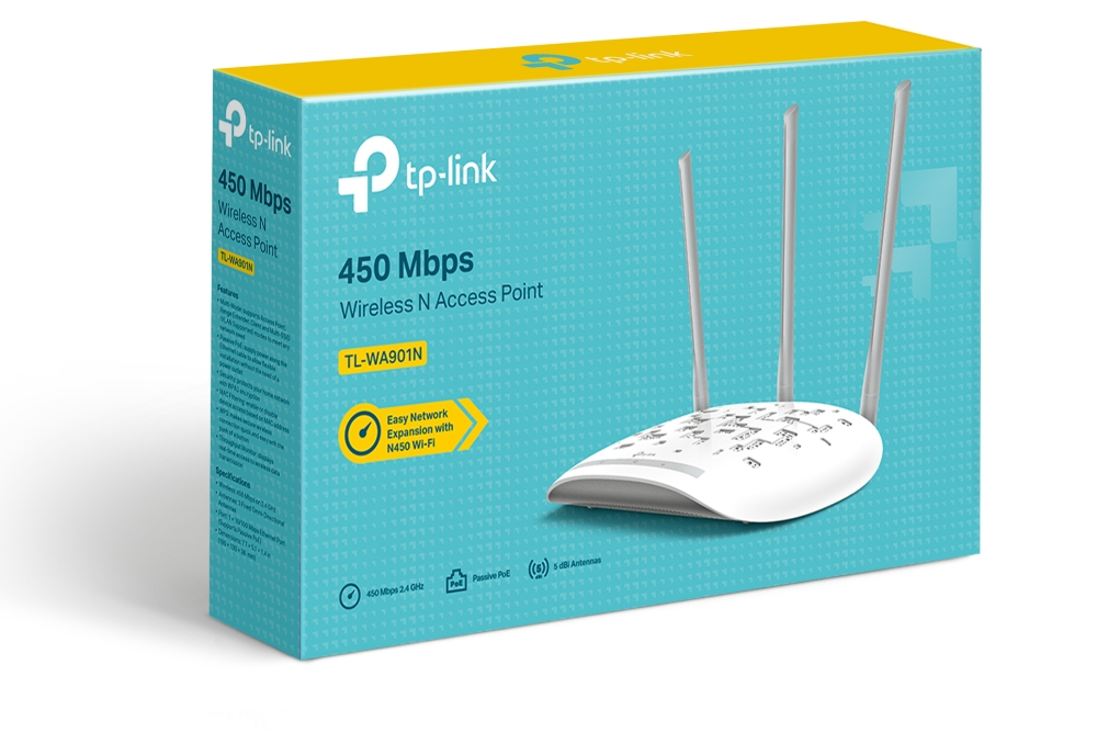 TP-Link TL-WA901N 450Mbps Wireless N Access Point – 3 Antennas, Passive PoE