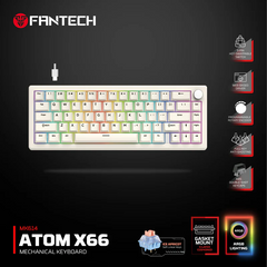 FANTECH ATOM X66 MK614 RETRO BK (OR) KEYBOARD -WHITE