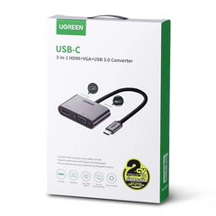UGREEN USB-C to HDMI + VGA Adapter with PD (Space Gray)