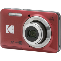 Kodak FZ55 Compact Digital Camera – 5x Optical Zoom, 16MP CMOS, Red