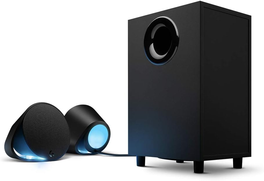 Logitech G560 PC Gaming Speaker System with 7.1 DTS:X Ultra Surround Sound, Game Based LIGHTSYNC RGB, Two Speakers and Subwoofer, Bluetooth, USB, Immersive - Black