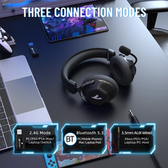 Attack Shark L50 Tri-Mode Wireless Gaming Headset – Bluetooth 5.3, Black