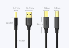 UGREEN US135 USB 2.0 AM to BM Print Cable 1.5m (Black)