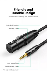 UGREEN AV182 3.5mm Three-Pole Male to XLR Female Audio Cable – 1m