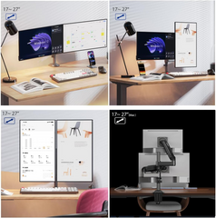 NB NORTH BAYOU H180 DUAL ERGONOMIC MONITOR MOUNT BLACK