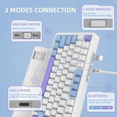 ATTACK SHARK X85 WIRELESS White Purple JADE SWITCH