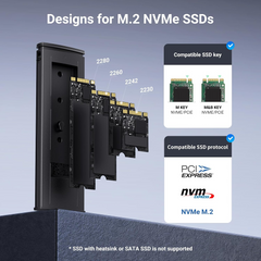 UGREEN 15512 M.2 NVMe SSD Enclosure – 10Gbps, USB-C to C & USB-C to A Cables
